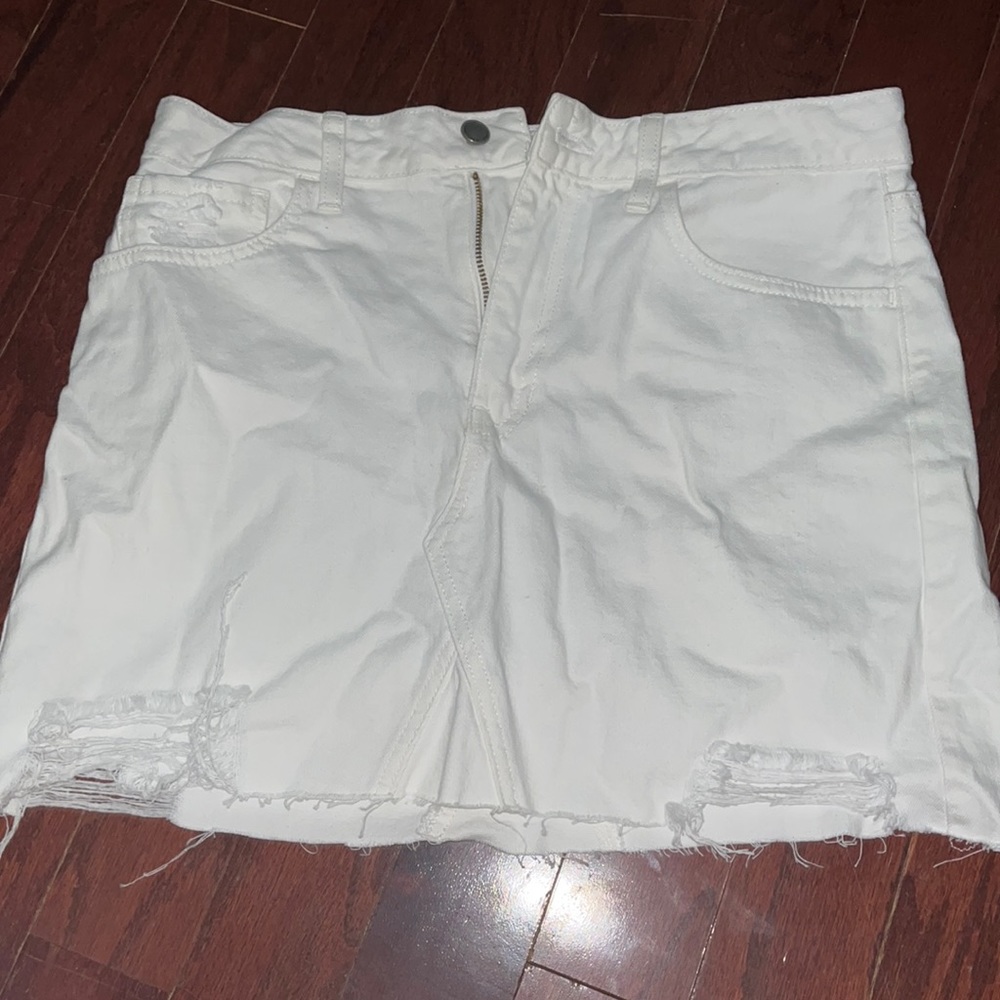 White jean skirt